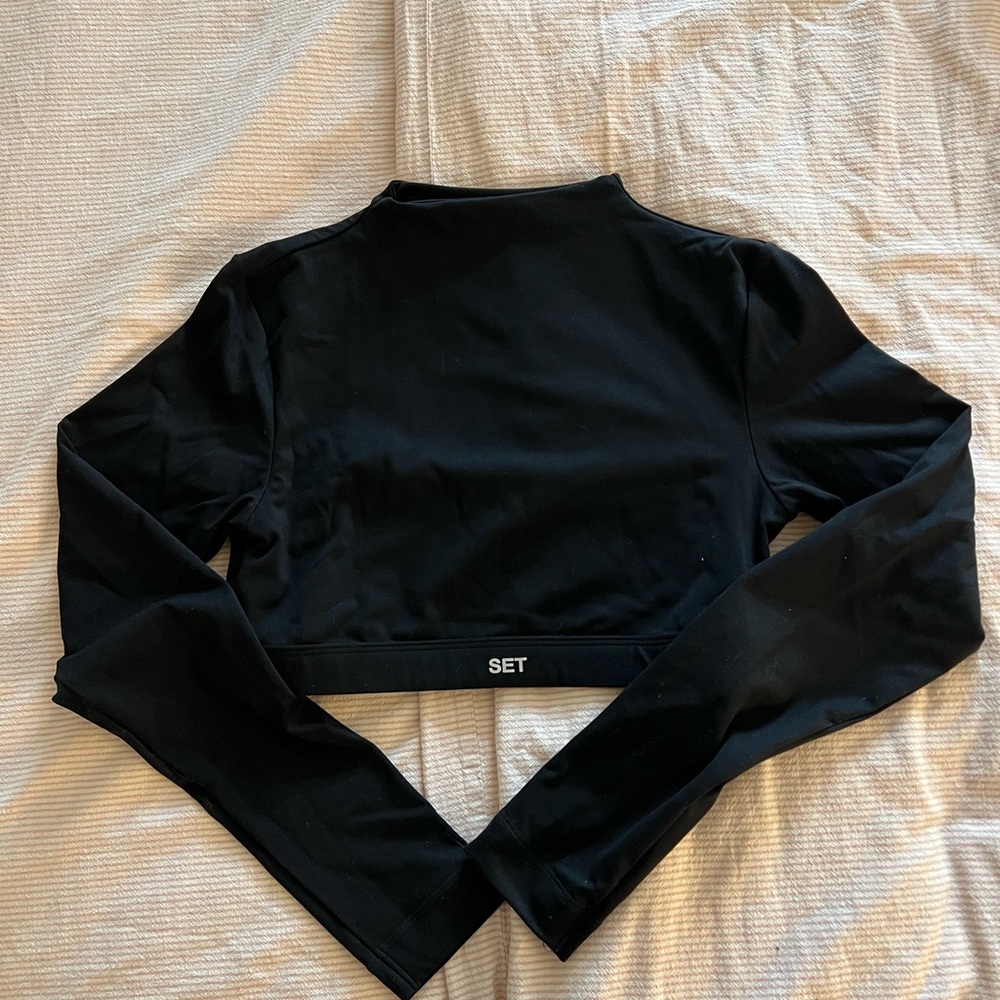 Black Long Sleeve Crop Top by SET